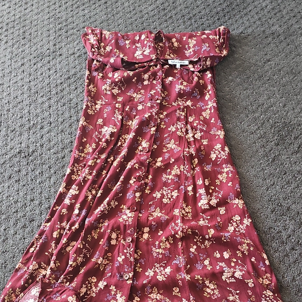 Reformation Burgundy Floral Dress